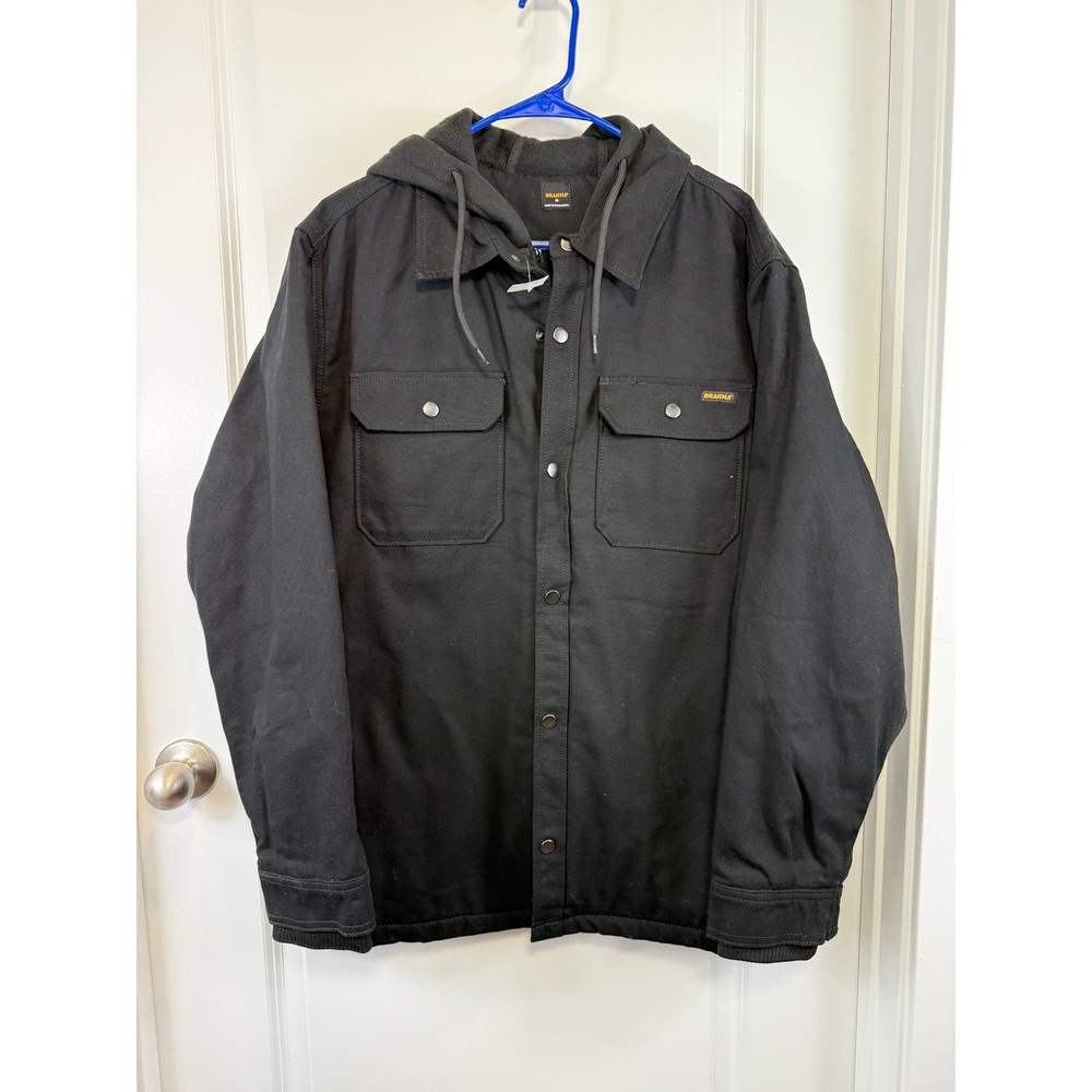 NWT Brahma Mens Black Hooded Work Jacket Quilted Lined Canvas Utility M Workwear